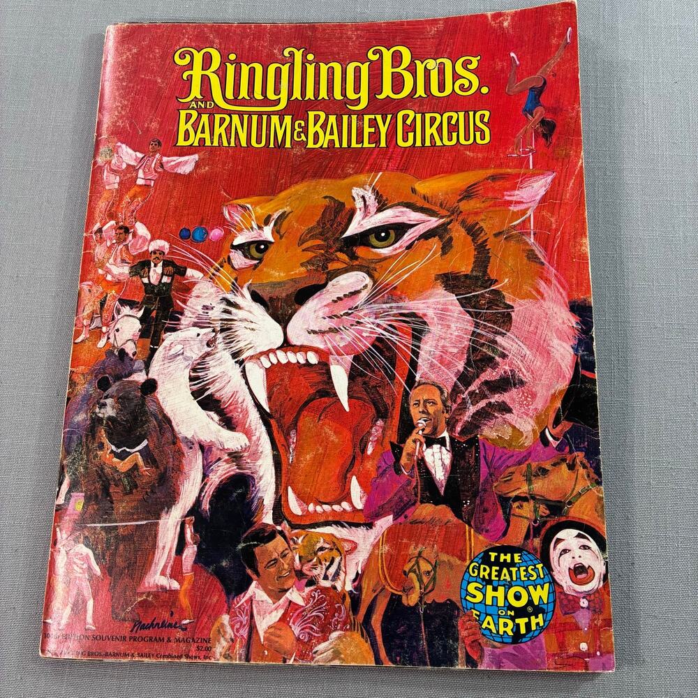 1975 Ringling Bros Barnum Bailey Circus Program Magazine Michu Poster VTG